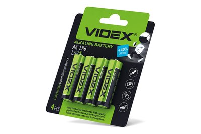 Батарейка лужна Videx LR06/AA 4шт в упаковці LR06_AA_4 фото