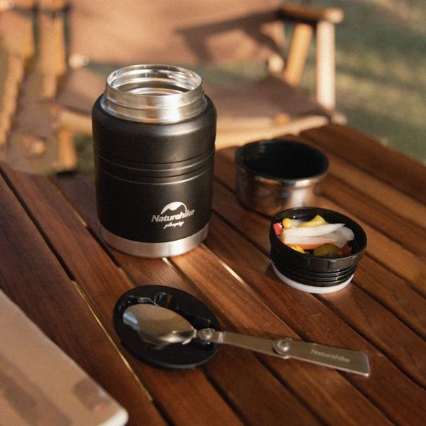 Термос Naturehike Stew beaker NH20SJ041, 304 сталь, 0.5 л, чорний 6927595767467 фото