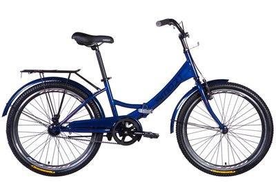 Велосипед сталь 24" Formula SMART гальмівна рама-15" синій з багажником задн St з крилом St 2024 повнорозмірні брудозахисні крила, підніжка, кошик OPS-FR-24-409 фото