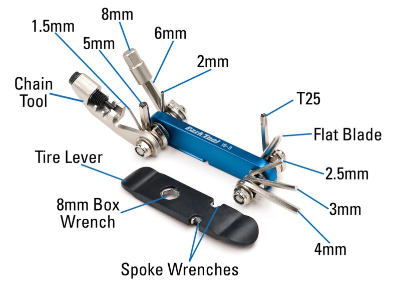 Набір інструментів Park Tool IB-3 I-Beam 1.5/2/2.5/3/4/5/6/8, Т25, викрутка, вит. ланцюга, борт. лопатка TOO-B9-02 фото